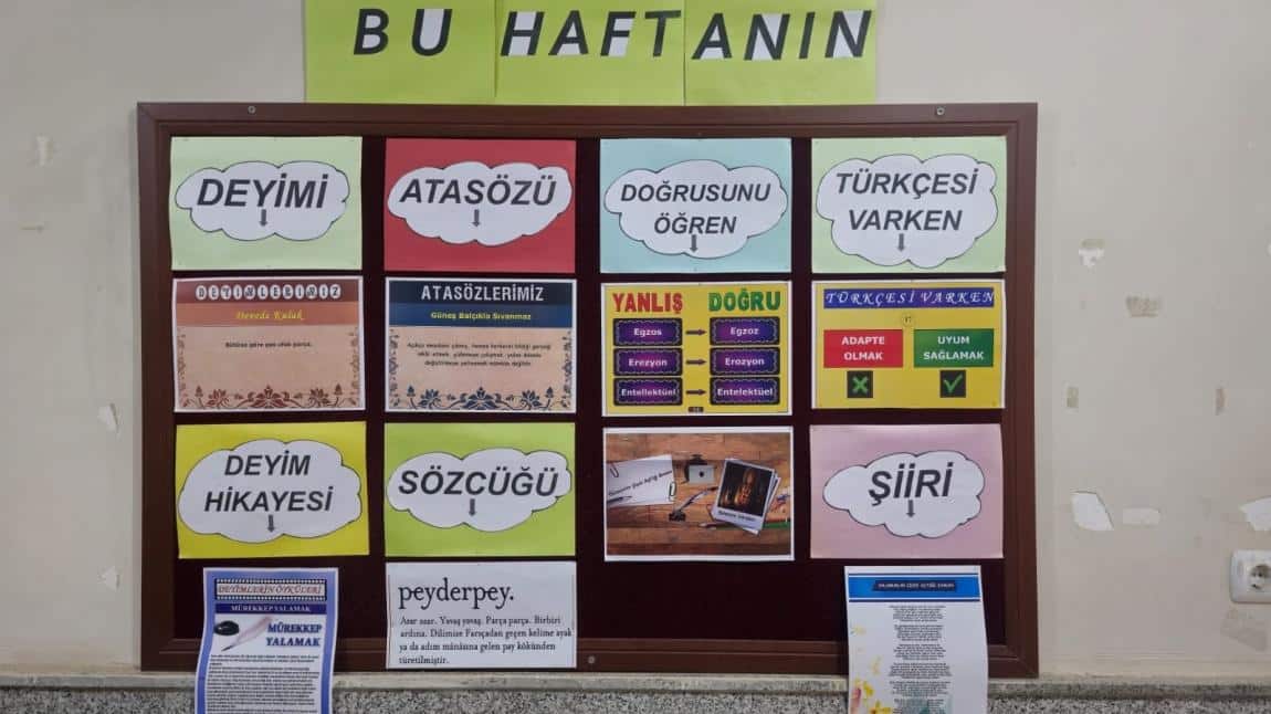 Haftanın “Atasözü, Deyimi, Şiiri, Bilmecesi, Doğrusunu Öğren ve Türkçesi varken” Panosu