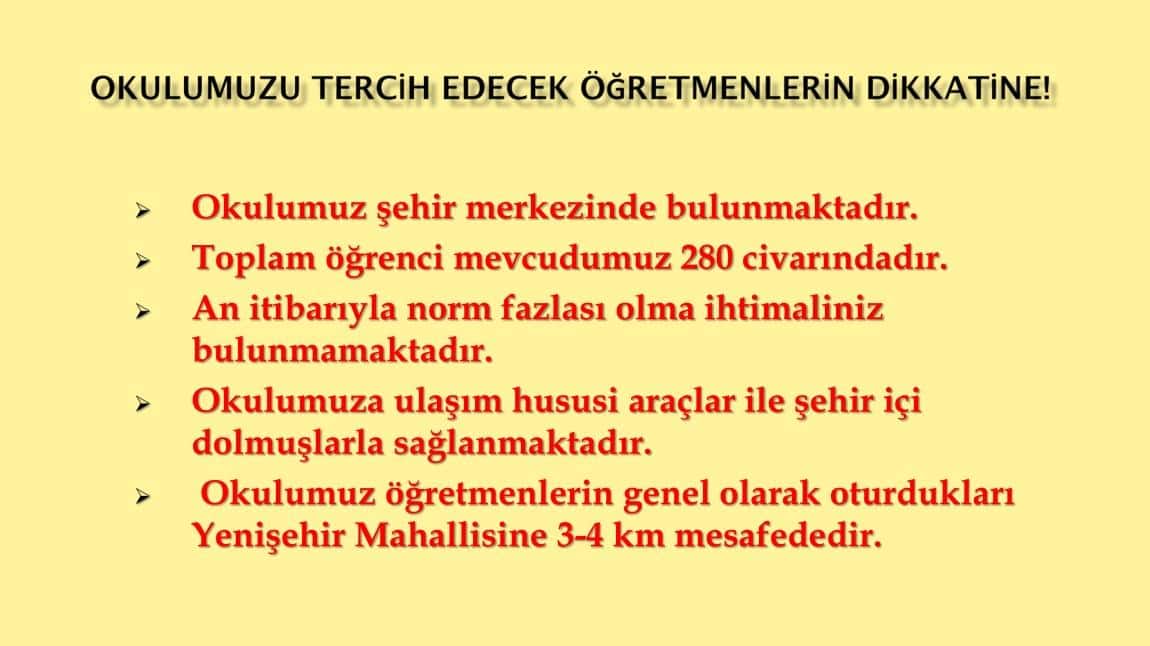 OKULUMUZU TERCİH EDECEK ÖĞRETMENLERİN DİKKATİNE!